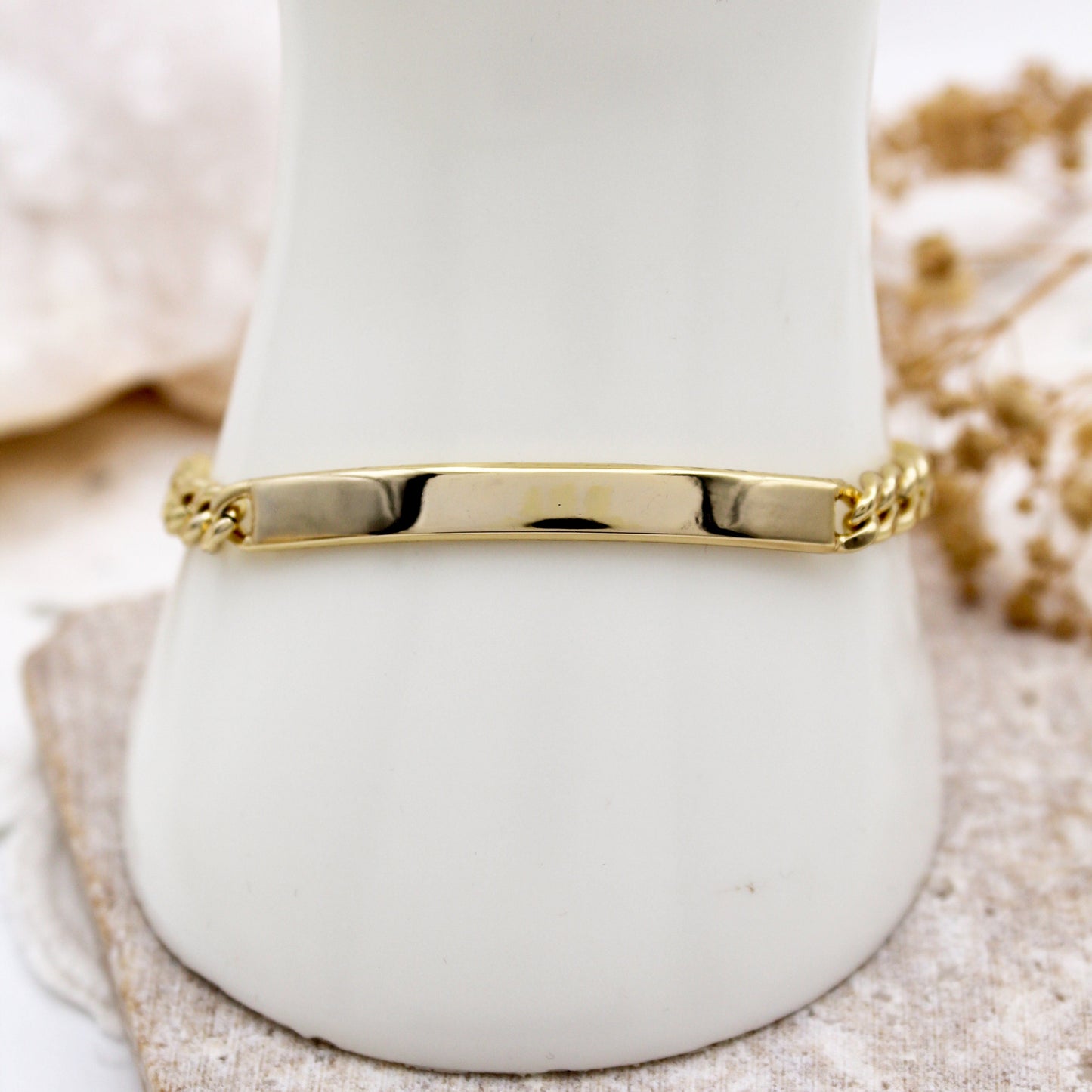 Pulsera varonil - Estilo cubana con placa