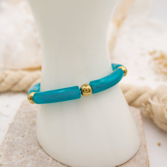 Turquesa - Pulsera elástica de resina
