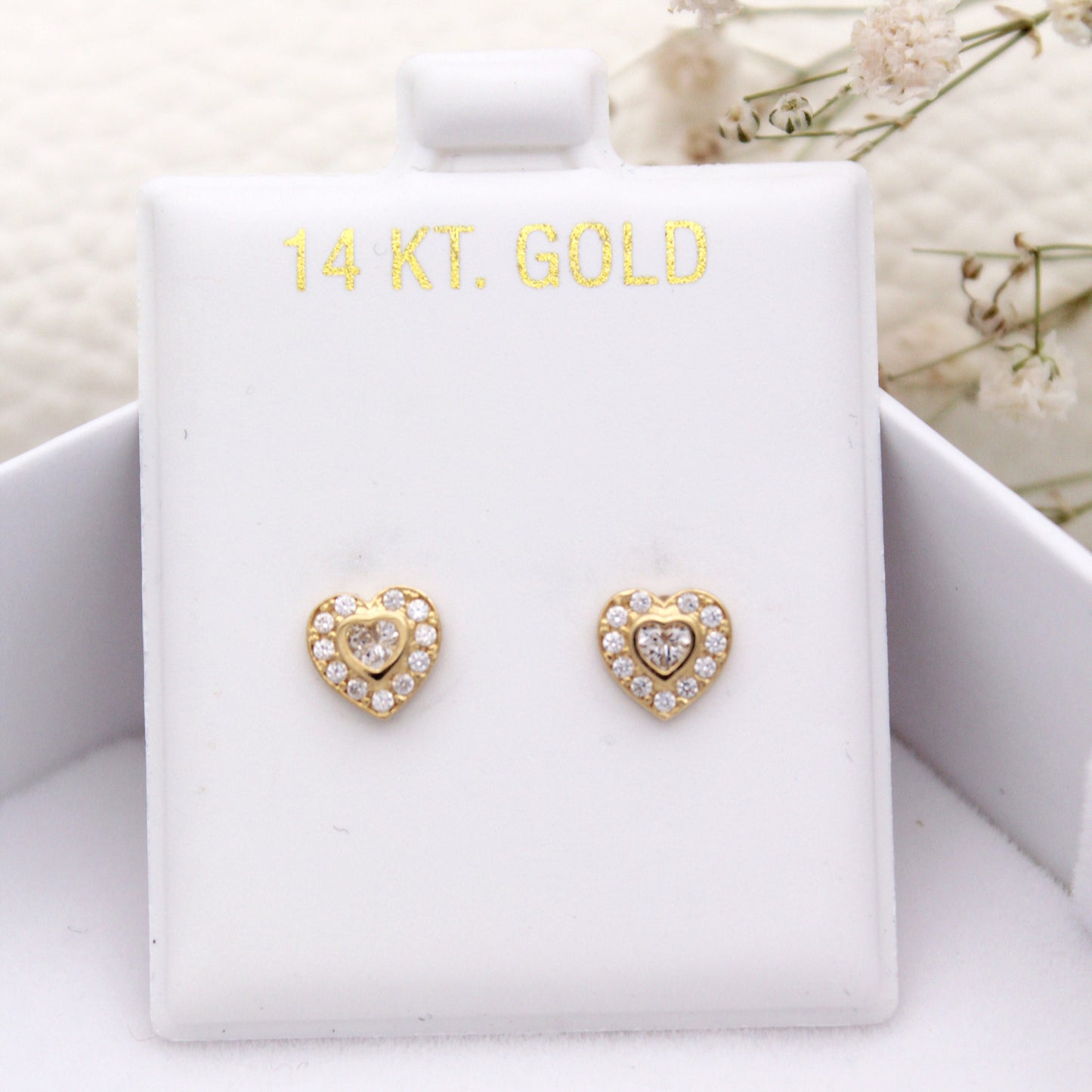 Doble Heart Screwback Piercings 14KT