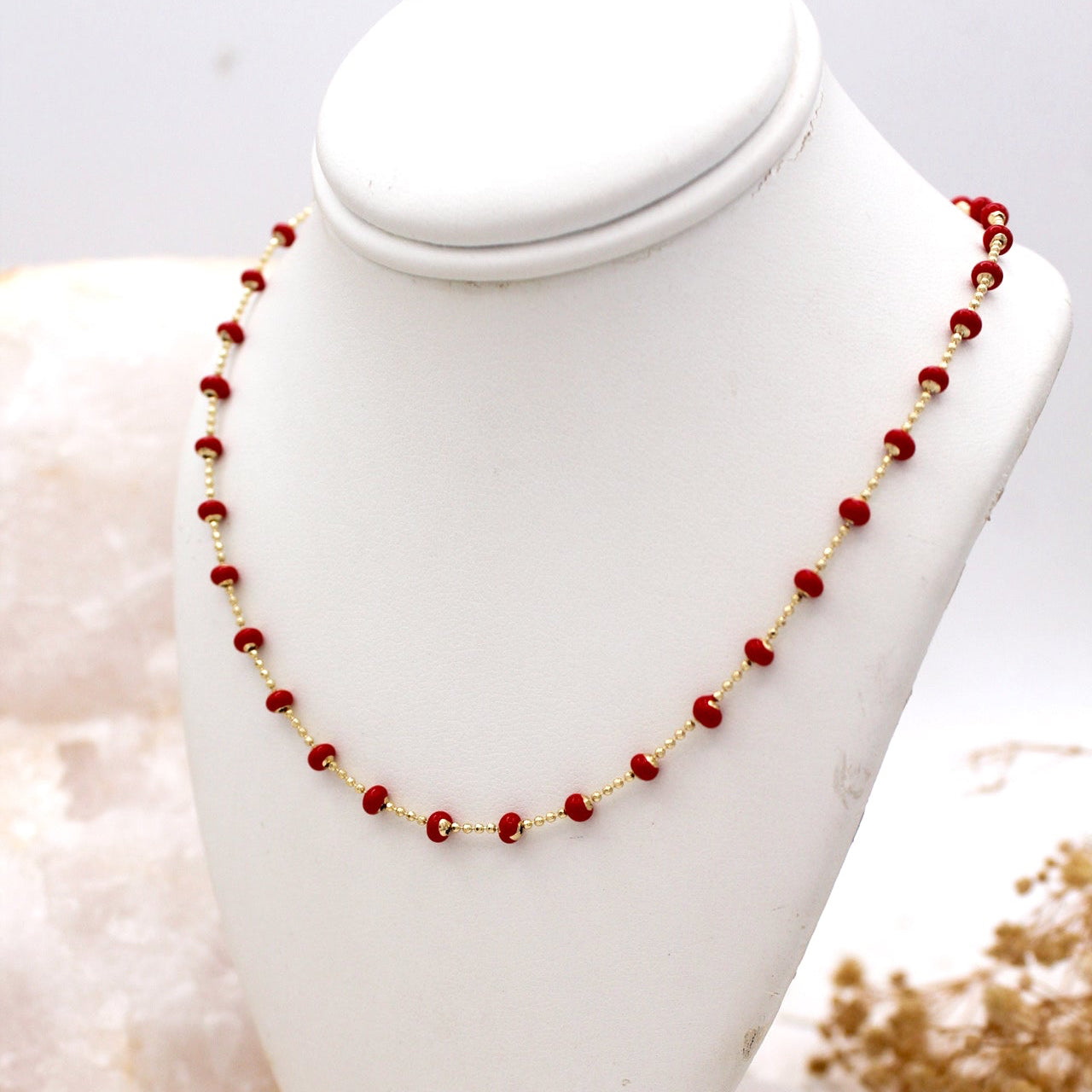 Cadena rojo esmaltado