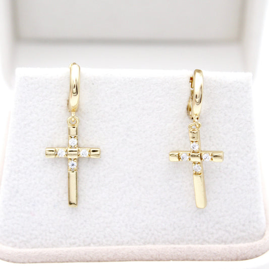 Shayla Cross Huggie Earrings