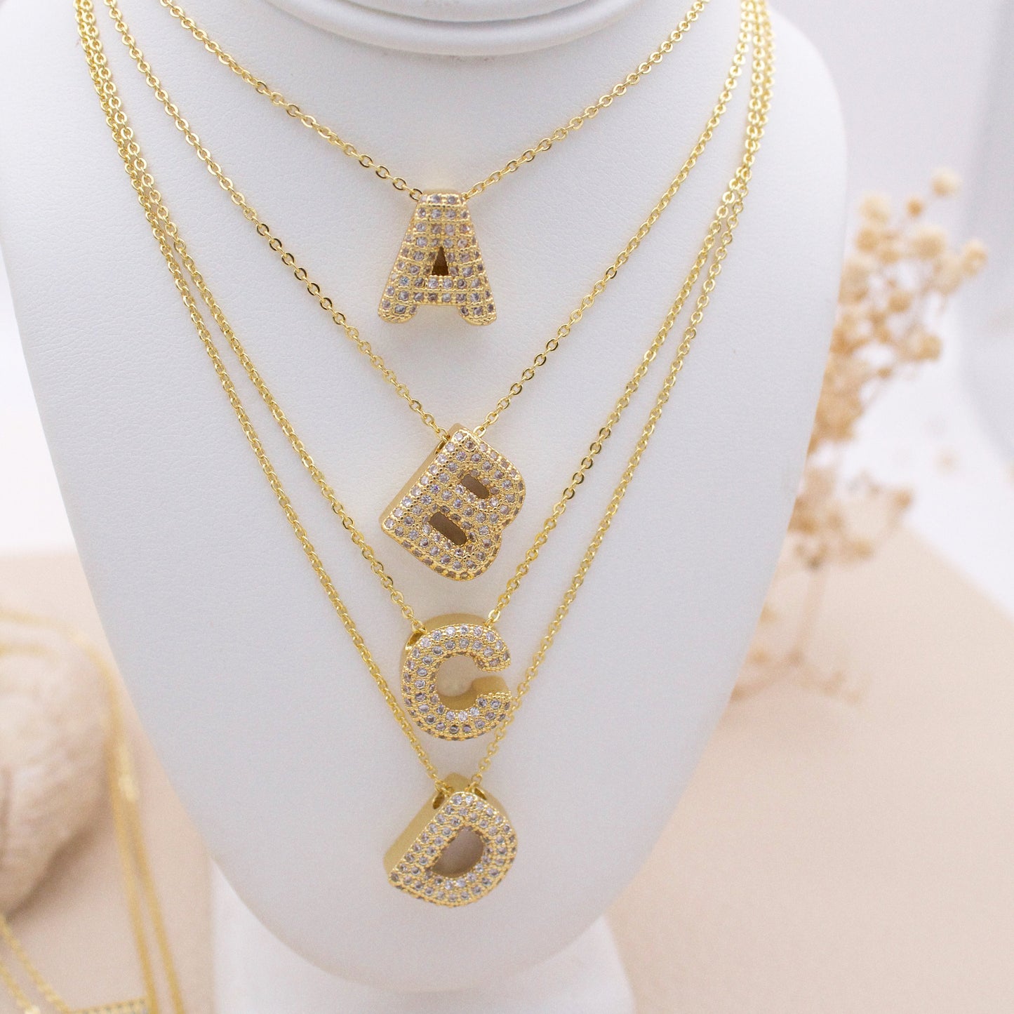 Wee Pave Letter Initial Necklace
