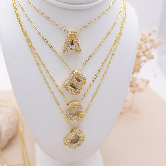 Wee Pave Letter Initial Necklace