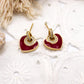 Aretes de Corazón Rojo Esmaltado