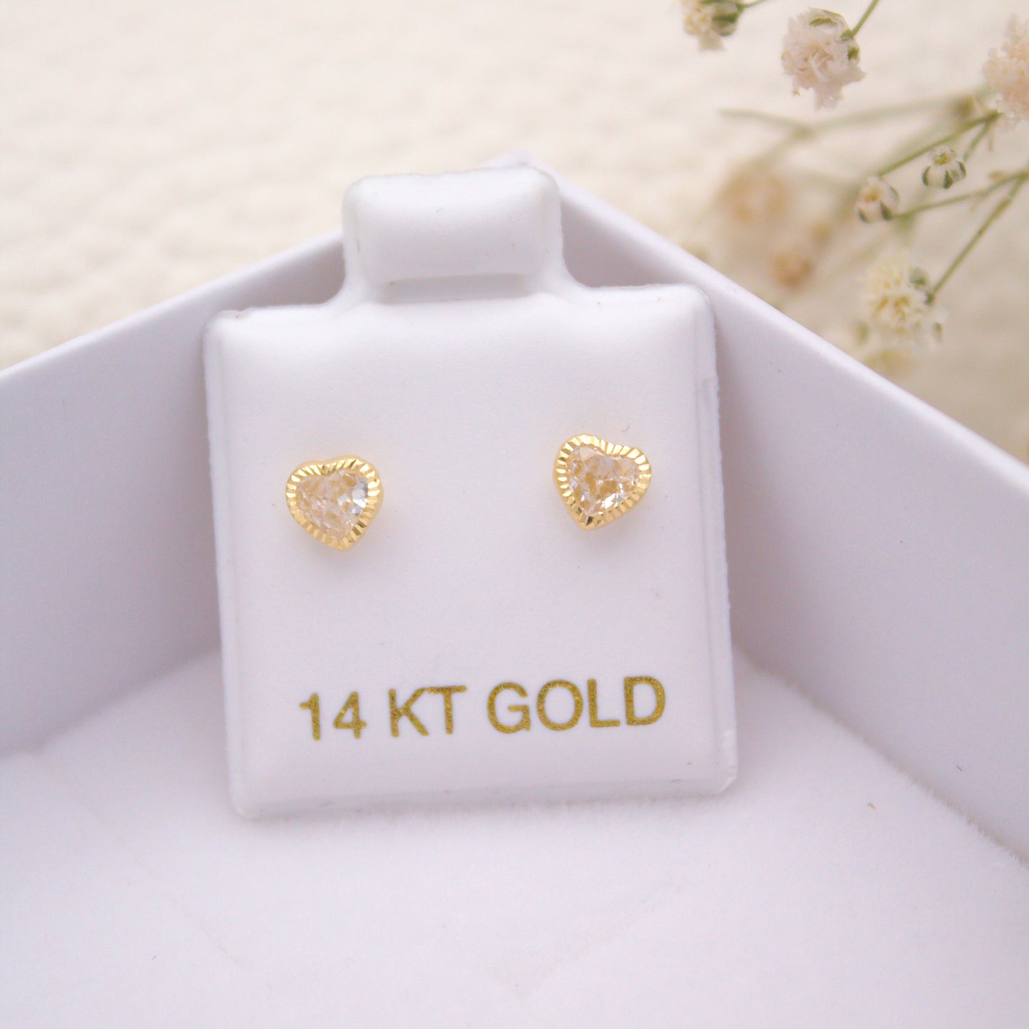 Mini Heart Screwback Piercings 14KT