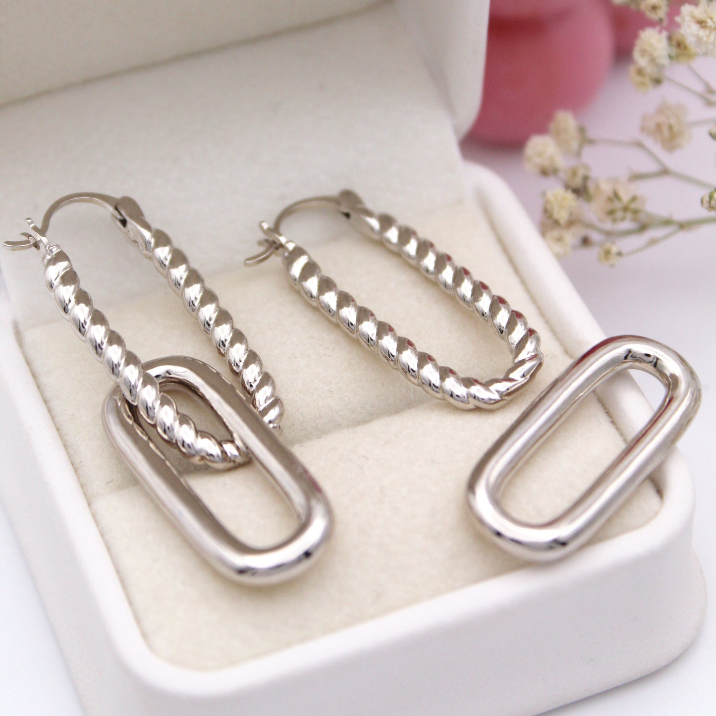 Melek Hoop Silver Earrings