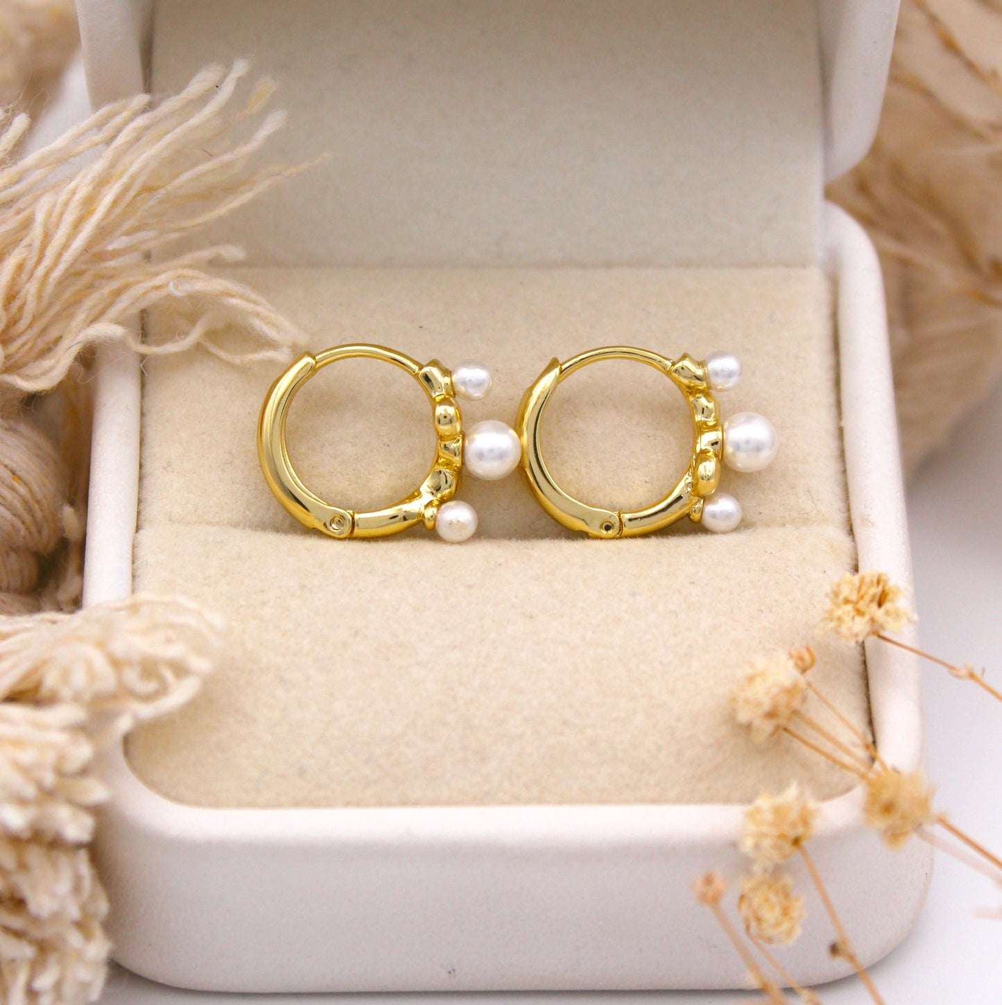 Cristally Pearl Huggie Earrings