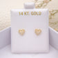 Pave Heart Screwback Piercings 14KT