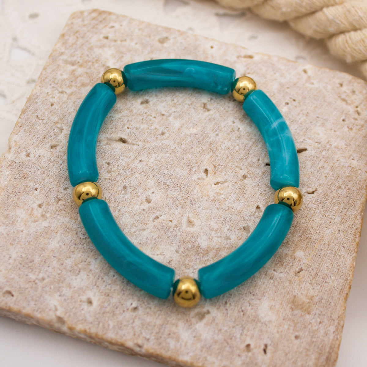 Turquesa - Pulsera elástica de resina