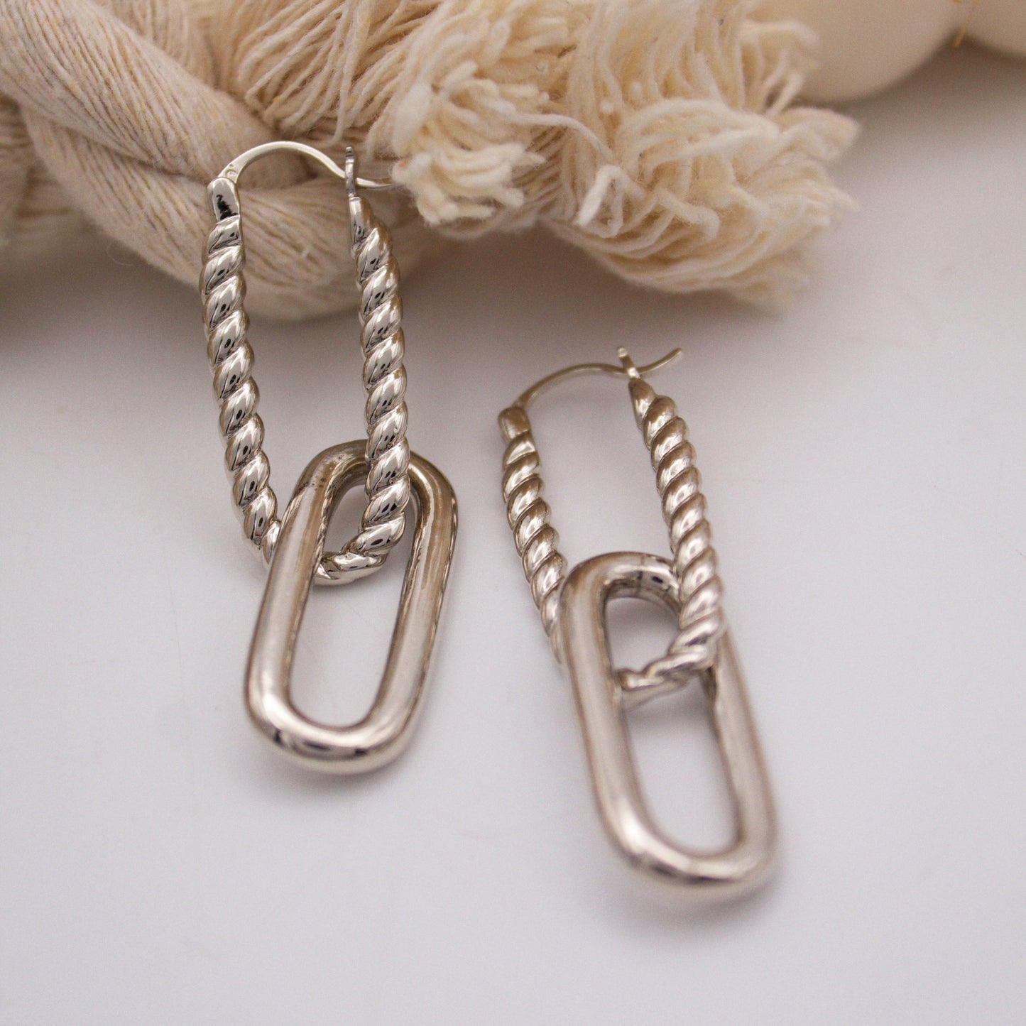 Melek Hoop Silver Earrings