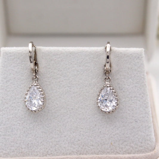 Celestine Silver Huggie Earrings