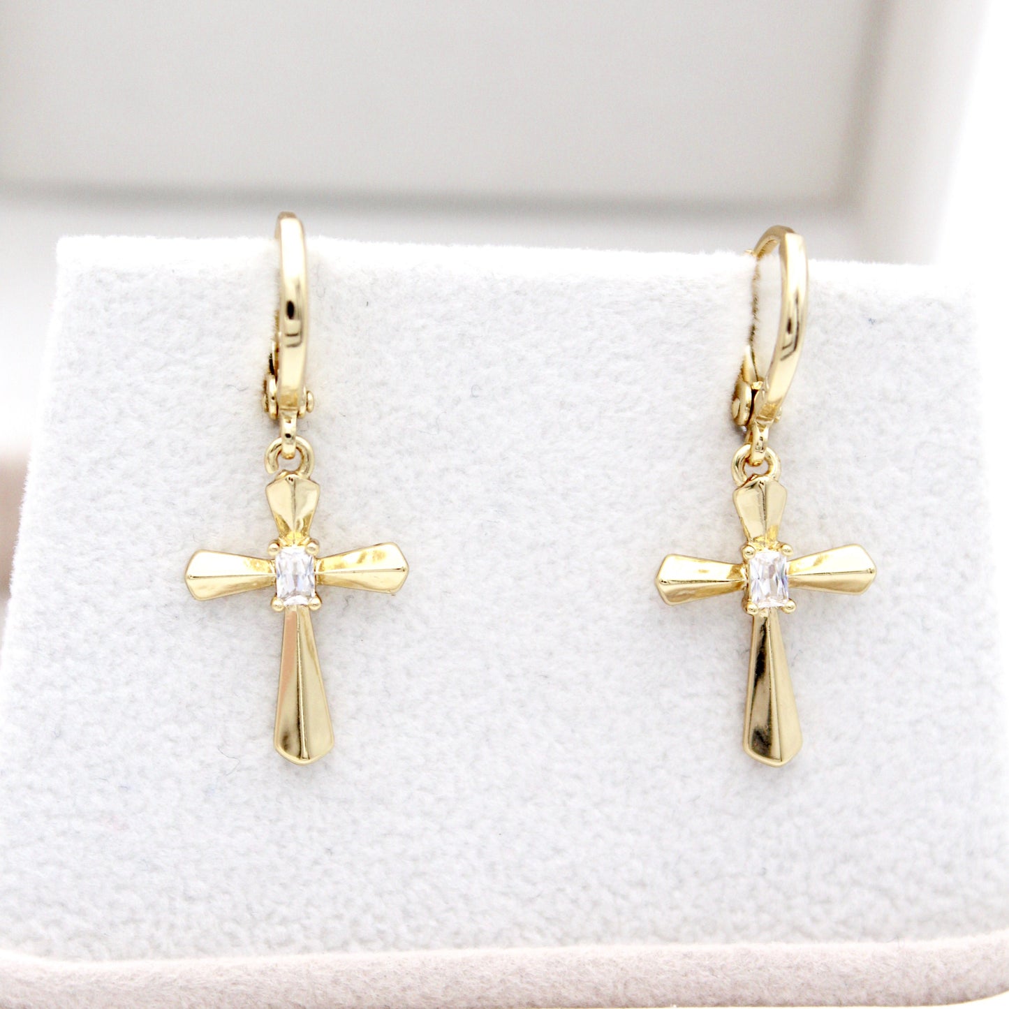 Trina Cross Huggie Earrings