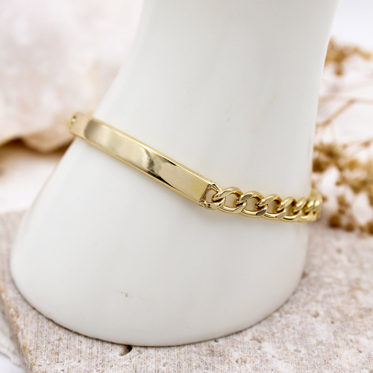Pulsera varonil - Estilo cubana con placa