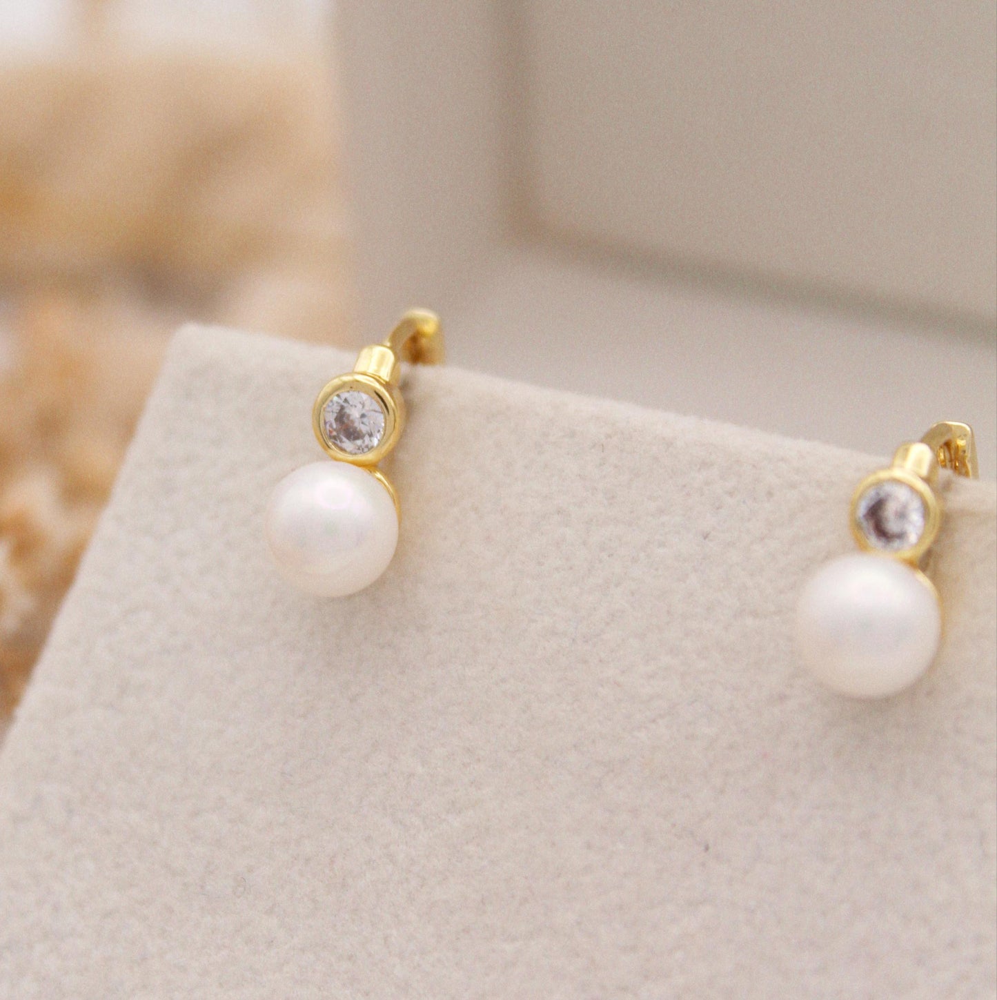 Mahira Pearl Huggie Earrings