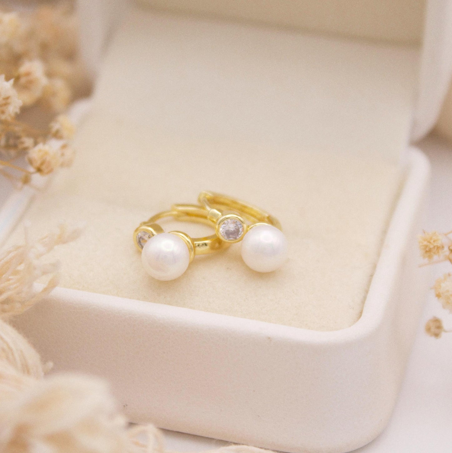 Mahira Pearl Huggie Earrings