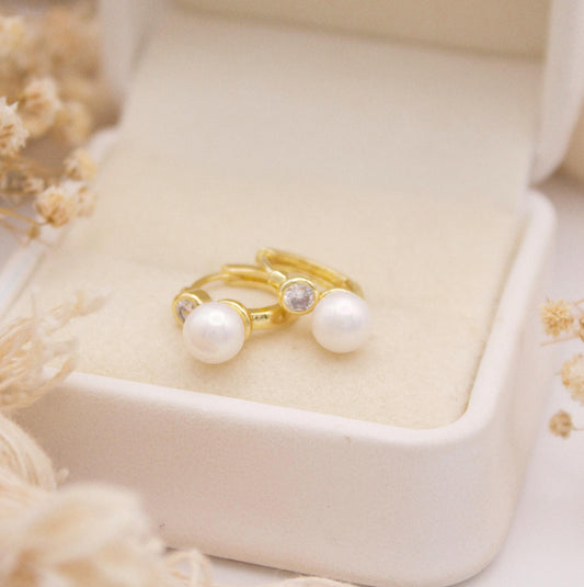 Mahira Pearl Huggie Earrings